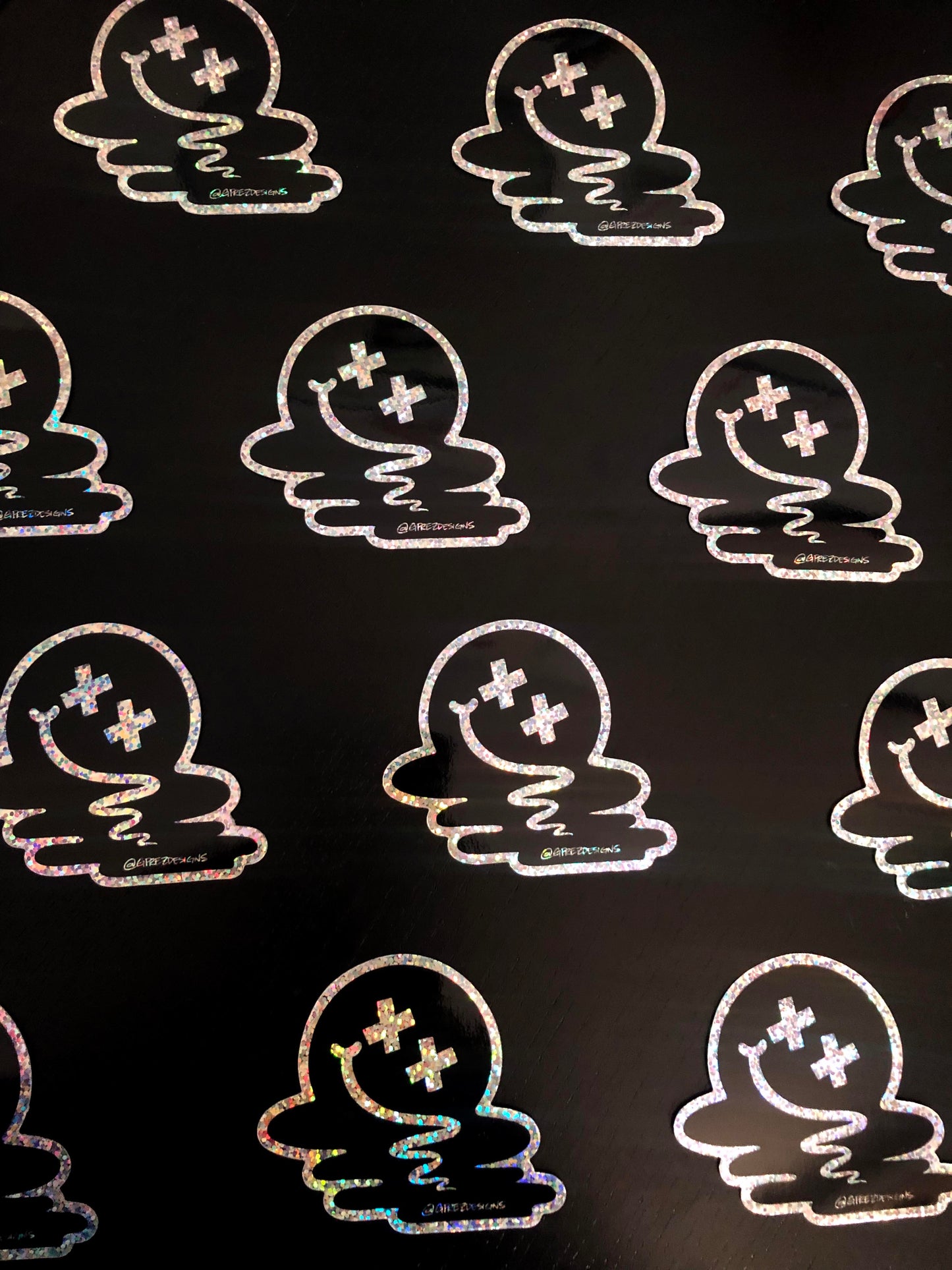 Melting Face Emoji Sticker (Black)